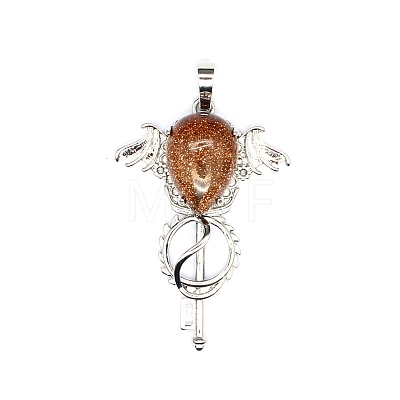Synthetic Goldstone Teardrop Pendants PW-WG60016-07-1
