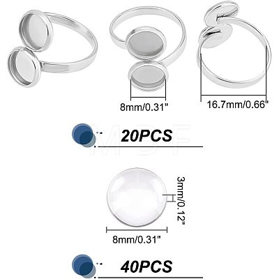 Unicraftale DIY Flat Round Blank Dome Cuff Ring Making Kit STAS-UN0039-45-1