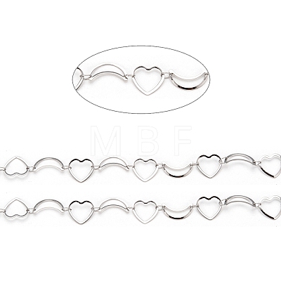 201 Stainless Steel Moon & Heart Link Chains CHS-F015-02P-1-1