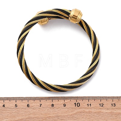 304 Stainless Steel Torque Bangles for Women BJEW-P310-23MC-1