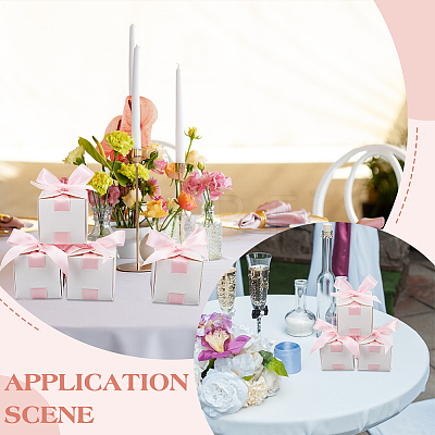 Square Paper Wedding Candy Storage Boxes with Ribbon AJEW-WH0609-744B-1