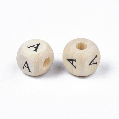 Printed Natural Wood Beads X-WOOD-T026-001A-1