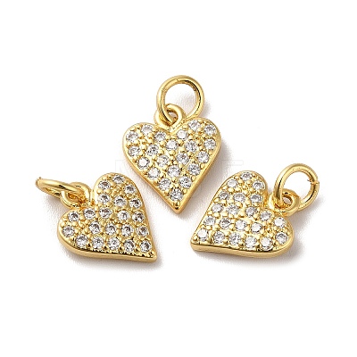 Rack Plating Brass Micro Pave Clear Cubic Zirconia Charms KK-F853-16G-1