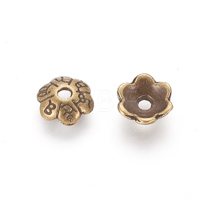 6-Petal Tibetan Style Alloy Flower Bead Caps LS-TIBE-S220-AB-01-NR-1