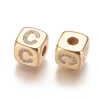 Brass Micro Pave Cubic Zirconia Beads LS-KK-K238-16G-C-1