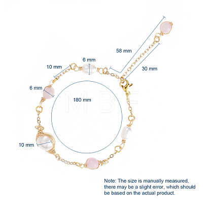 Natural Rose Quartz Link Bracelets BJEW-JB04998-01-1