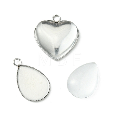 15Pcs 3 Styles 304 Stainless Steel Pendant Cabochon Settings STAS-FS0001-41-1