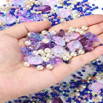 Ocean Theme Diy Painted Glass Beads DIY-YW0008-82B-1