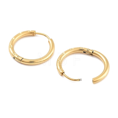 Ion Plating(IP) 304 Stainless Steel Textured Huggie Hoop Earrings for Women EJEW-C096-37G-1