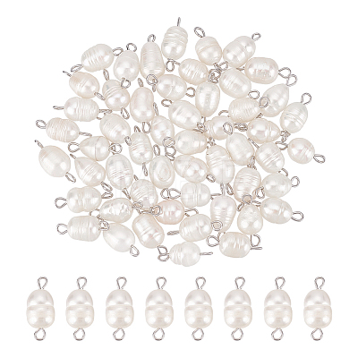 HOBBIESAY 50Pcs Natural Cultured Freshwater Pearl Bead Connector Charms PEAR-HY0001-03-1