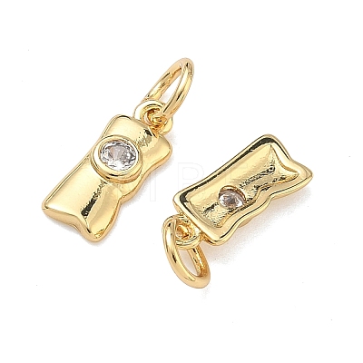 Brass Micro Pave Clear Cubic Zirconia Charms KK-B170-15G-1