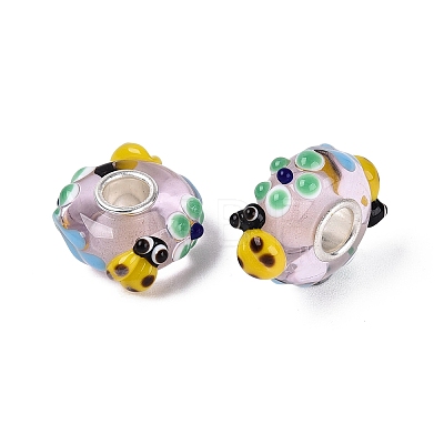 3D Lampwork & Brass Core European Beads LAMP-Q042-01C-1