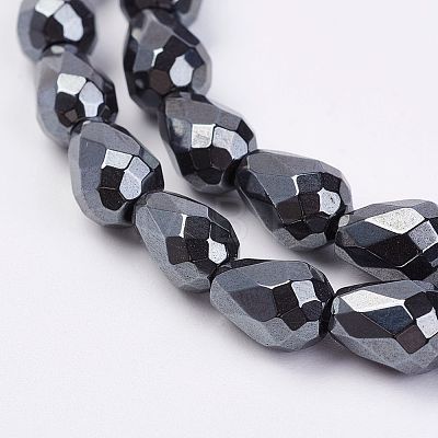 Non-magnetic Synthetic Hematite Beads Strands G-P262-15-6x9mm-1