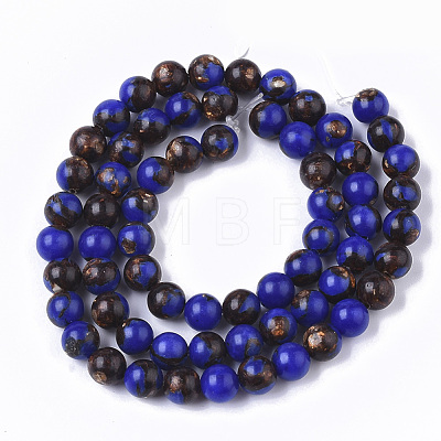 Assembled Bronzite and Natural Lapis Lazuli Beads Strands G-S366-026B-1