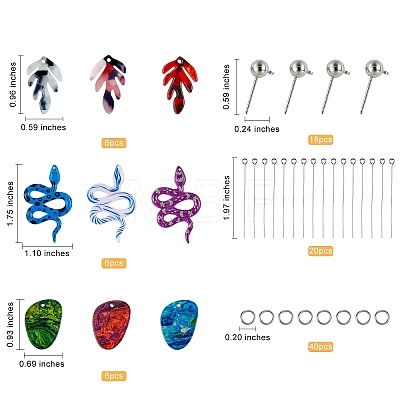 DIY Snake & Leaf Drop Earring Making Kit DIY-SZ0007-59-1