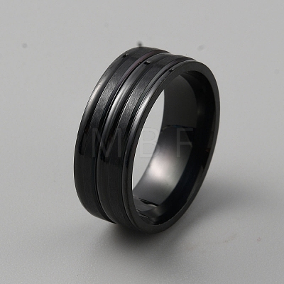 201 Stainless Steel Grooved Finger Ring for Men RJEW-WH0011-14B-1