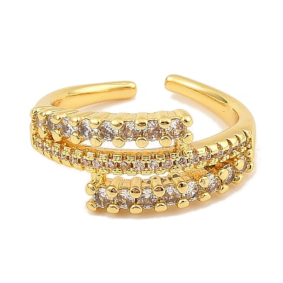 Brass Micro Pave Cubic Zirconia Cuff Rings RJEW-S392-18G-1