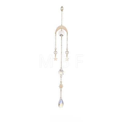 AB Color Glass Teardrop & Octagon Window Hanging Suncatchers HJEW-JM00920-1