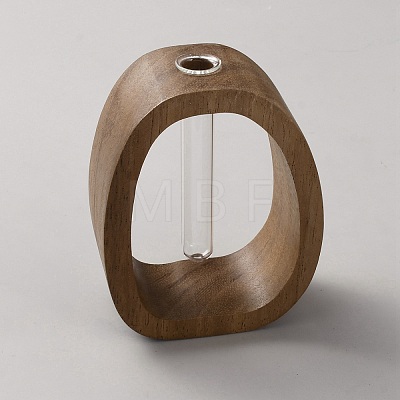 Wooden Frame & Glass Tube Vase AJEW-WH0817-184A-1