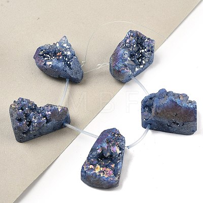 Electroplated Natural Druzy Agate Beads Strands G-N0259-07-1
