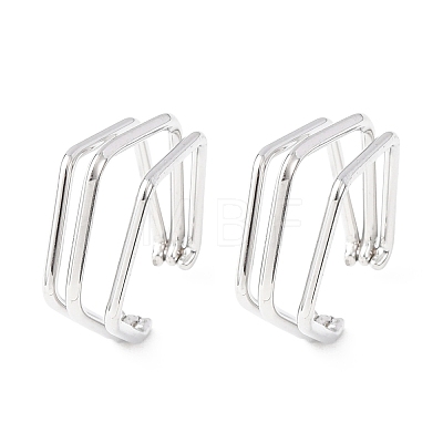304 Stainless Steel Triple Pentagon Cuff Earrings LS-EJEW-K268-88P-1