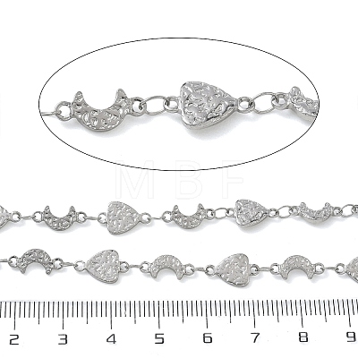 Hammered 304 Stainless Steel Triangle & Moon Link Chains SA-CBA21A8-01P-03-1