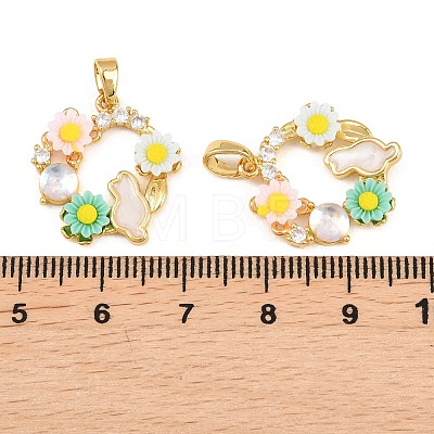Brass Micro Pave Clear Cubic Zirconia Pendants KK-H262-15G-1