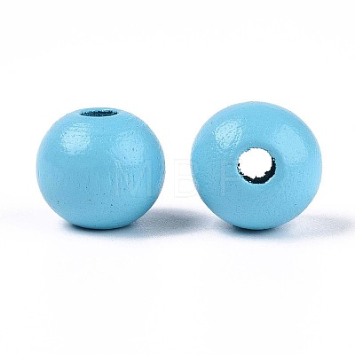Spray Painted Round Natural Schima Wood Beads WOOD-A018-12mm-09-1