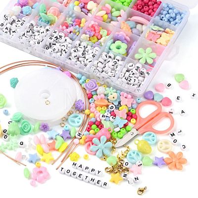 DIY Cute Colorful Beads & Pendants Kid Jewelry Set Making Kit DIY-LS0004-05-1
