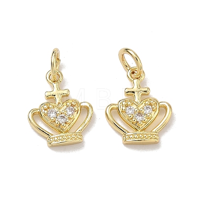 Brass Micro Pave Clear Cubic Zirconia Pendants KK-K420-09G-1