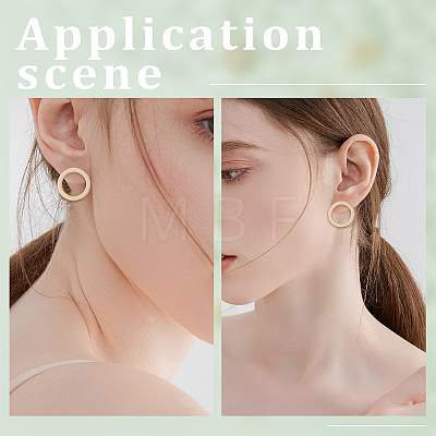 20Pcs Brass Ring Stud Earrings for Women with 20Pcs Friction Ear Nuts KK-BBC0007-81-1