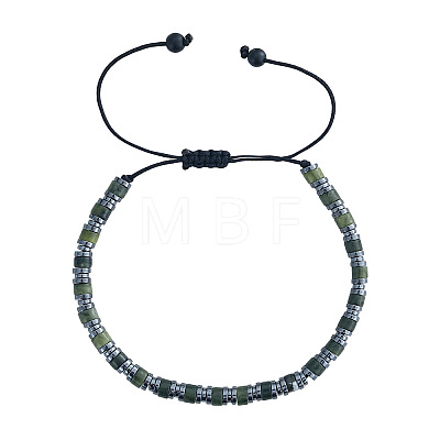 Glass & Natural Chinese Southern Jade Beads Braided Bead Bracelets SG8473-1