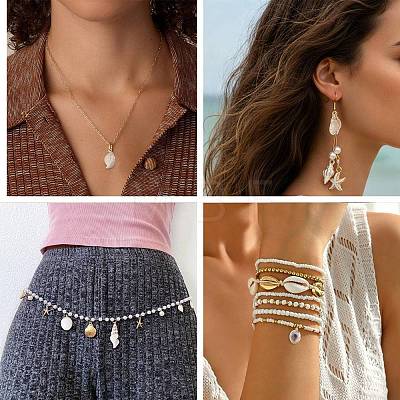 14Pcs 7 Styles Electroplated Natural Mixed Shell Pendants BSHE-TA0001-34B-1