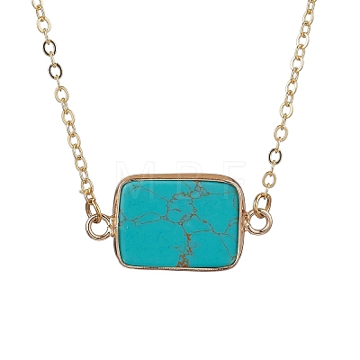 Natural Rose Quartz/Dalmatian Jasper/Tiger Eye/Sodalite/ Synthetic Turquoise Rectangle Pendant Necklaces NJEW-JN05159-1