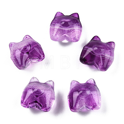 Transparent Spray Painted Glass Beads GLAA-N035-034-C06-1