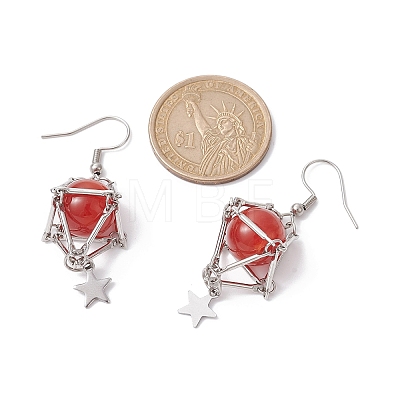 Natural Carnelian Dangle Earrings EJEW-JE05600-05-1