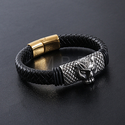 Punk Braided PU Leather Cord Bracelets AV4566-2-1