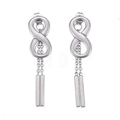 304 Stainless Steel Chain Tassel Earrings EJEW-I248-30-1