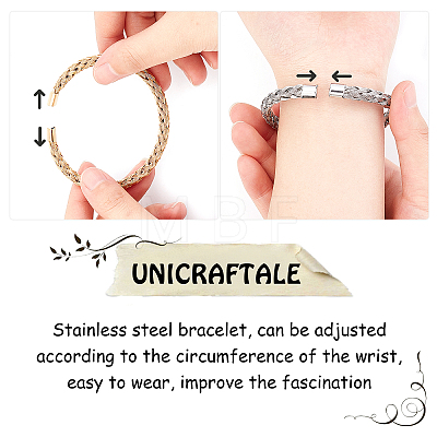 2Pcs 2 Colors 304 Stainless Steel Braided Cuff Bangles BJEW-UN0001-25-1