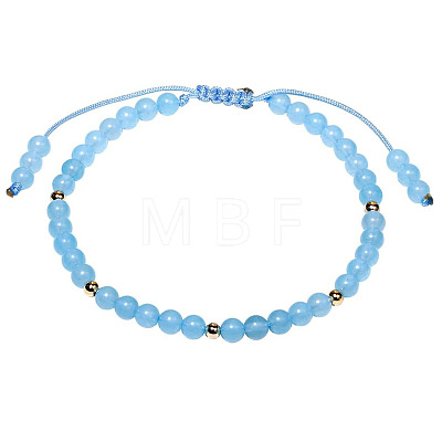 Natural Round Aquamarine Braided Bead Bracelets XS5464-3-1