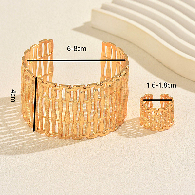 Elegant Alloy Hollow Cuff Bangle & Ring Set YH4609-1