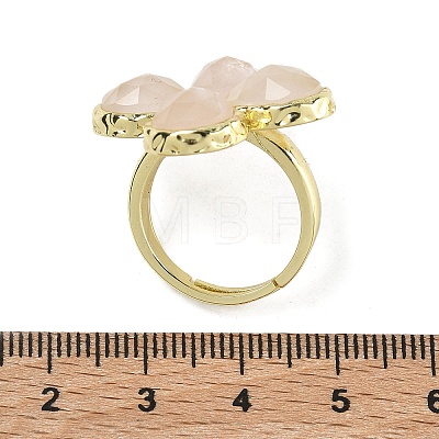 Natural Rose Quartz Faceted Adjustable Finger Rings for Women RJEW-A092-01G-15-1