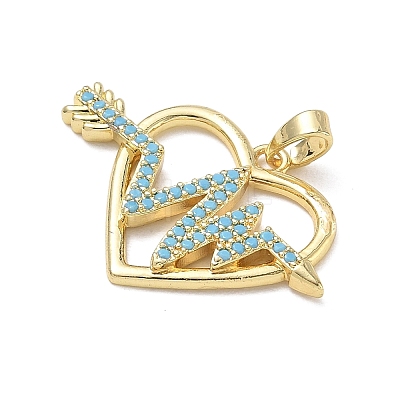 Brass with Turquoise Rhinestone Pendants RB-CBA5CBE-01G-1