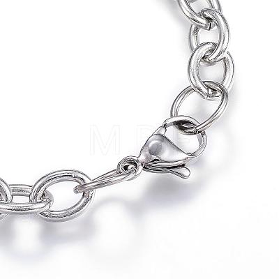 304 Stainless Steel Charm Bracelets BJEW-G544-04P-1
