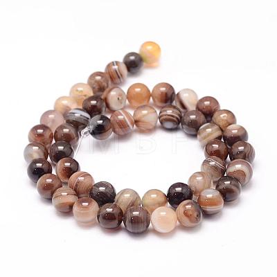 Natural Striped Agate/Banded Agate Bead Strands G-K155-A-8mm-14-1