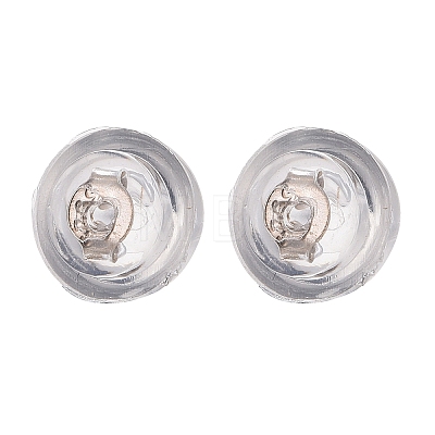Rhodium Plated 925 Sterling Silver Ear Nuts STER-E062-01P-1