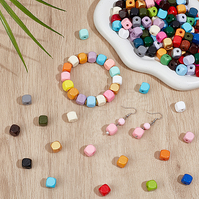 Spray Painted Wooden Beads WOOD-PA0001-53A-1