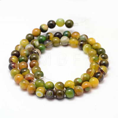 Natural Striped Agate/Banded Agate Bead Strands G-K155-A-6mm-08-1