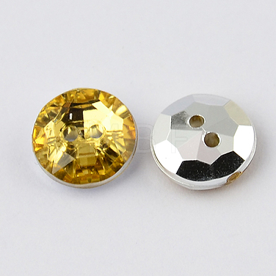 2-Hole Taiwan Acrylic Rhinestone Flat Round Buttons BUTT-F015-11.5mm-30-1