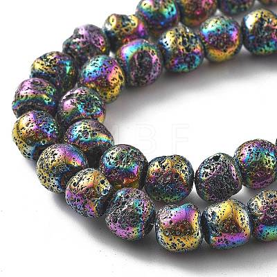 Electroplated Natural Lava Rock Beads Strands G-A251-E01-01G-1